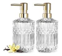 EMPO Lot de 2 distributeurs de Savon en Verre Transparent avec Pompe en Plastique ABS - Distributeur de Lotion pour Cuisine et Salle de Bain - Standard