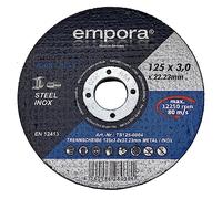 EMPORA Disque à tronçonner 125 mm pour meuleuse d'angle - Disque flexible - Disque à ébarber - Acier inoxydable et métal Ø 125 mm x 3,0 mm x 22,23 mm - max. 13300 tr/min - 80 m/s - EN. 12413