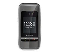 EmporiaOne | Téléphone portable senior | Téléphone à clapet sans contrat | Téléphone portable avec bouton d'appel d'urgence | Écran 2,4 pouces | Gris sidéral, gris/argent