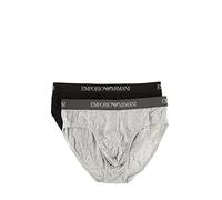 Emporio Armani 111321CC722, Slip Homme, Multicolore-Mehrfarbig (Nero/Grigio Melange 97120), Small Pack of 2