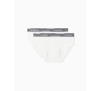 Emporio Armani Slips lot de 2 Values Stretch Cotton – Élastiques, logo intégral – Homme Blanc M