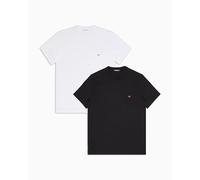 EMPORIO ARMANI 2-Pack Crew Neck T-Shirt, Noir/Blanc, Small Homme
