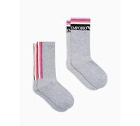 EMPORIO ARMANI 2-Pack Socks Short Chaussettes, Gris mélangé/Gris, Taille Unique Femme