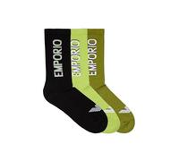 EMPORIO ARMANI 3-Pack Socks Short Chaussettes, Noir/Vert Citron/gua, Einheitsgre Homme