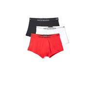 Emporio Armani 3-Pack Trunk Pure Cotton Underwear, White/Red/Black, M Homme