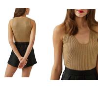 EMPORIO ARMANI 6Z2KY2 Débardeur Femme Tricoté Top En Or Chemise Tricotée Neuf L