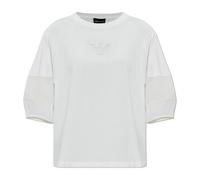 Emporio Armani - ASV Supima Jersey T-shirt With Tulle Inserts - Femme - Tops - Beige - Taille: 40 FR