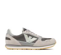 Emporio Armani - Baskets en maille avec détails en daim et écusson aigle - Homme - Chaussures - Beige - Taille: 43 EU