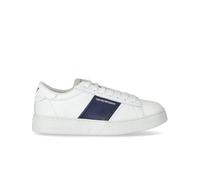Emporio Armani Baskets modèle bas avec tige en cuir et semelle en caoutchouc de haute qualité, couleur blanche avec inserts noirs., Opt White Black Iris, 40 EU