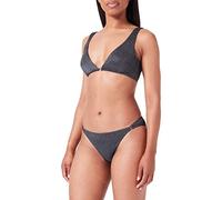 Emporio Armani Bikini pour Femme Lurex texturé Yarn Triangle and Lettre Ensemble, Noir