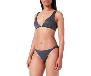 Emporio Armani Bikini pour Femme Lurex texturé Yarn Triangle and Lettre Ensemble, Noir