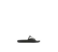 Emporio Armani Bold Eagle Logo Slides Sandal, Noir+Blanc, W42 Mixte
