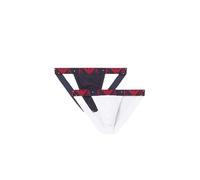 Emporio Armani Bold Monogram 2-Pack Jockstrap Jocksangle, Bianco/Marine, L pour des Hommes