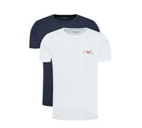 Emporio Armani Bold Monogram Crew Neck 2-Pack T-Shirt, Blanc/Marine, L Hommes