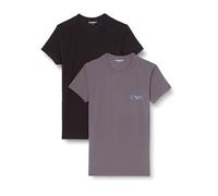 Emporio Armani Bold Monogram Crew Neck 2-Pack T-Shirt, Noir/Aimant, L Hommes