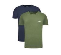 Emporio Armani Bold Monogram Crew Neck 2-Pack T-Shirt, Olive/Marine, S Hommes