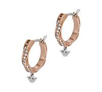 Emporio Armani Boucles d'oreilles pour femmes en acier inoxydable ou en laiton, avec fermoir Huggie ou cerceau, Ton or rose
