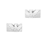 Emporio Armani Boutons de manchette en acier inoxydable pour hommes, Argent foncé