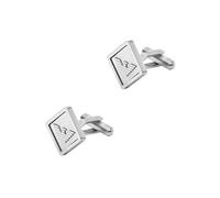 Emporio Armani Boutons de manchette en acier inoxydable pour hommes, Argent sonique