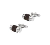 EMPORIO ARMANI Boutons de manchette en acier inoxydable pour hommes, Ton argenté et Marron