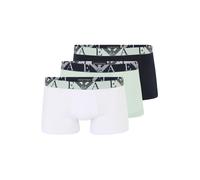Emporio Armani Men's Stretch Cotton Bold Monogram 3-Pack Trunk, White/Marine/Mint, S