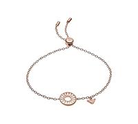 Emporio Armani Bracelet Pour Femme, Longueur Intérieure : 160mm + 20mm, Taille Du Pendentif Rond : 13X13X2mm Bracelet En Argent Sterling Et Or Rose, EG3458221, Lueur de soleil