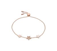 Emporio Armani Bracelet Pour Femmes Fast Tack, Longueur Intérieure : 160 + 20mm, Grande Étoile : 10X2mm, Petites Étoiles : 8X2mm Bracelet En Argent Sterling Et Or Rose, EG3525C221, Blanc et or