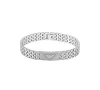 ARMANI Emporio bracelet pour homme en acier inoxydable ou en cuir avec fermoir à maillons, Argent blanc