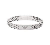 Emporio Armani bracelet pour homme en acier inoxydable ou en cuir avec fermoir à maillons, Gris argenté