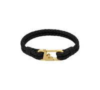 Emporio Armani bracelet pour homme en acier inoxydable ou en cuir avec fermoir à maillons, Or et noir crémeux