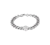 Emporio Armani Bracelet pour homme en acier inoxydable ou perlé avec fermoir mousqueton, Argent cendré