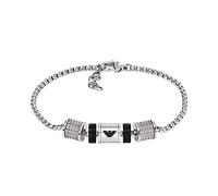 Emporio Armani Bracelet pour homme en acier inoxydable ou perlé avec fermoir mousqueton, Argent silex