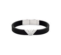 Emporio Armani Bracelet pour homme en cuir ou en acier inoxydable avec fermoir mousqueton, poussoir ou bouton pression, 9Lx9Wx4.5cm, Silicone, Pas de gemme
