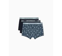Emporio Armani Boxers Core Trunk – Lot de 3 avec ceinture à logo – Bleus Taille M