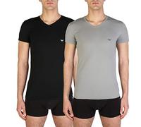 Emporio Armani CC717-111512 - T-shirt - Uni - Manches courtes - Homme - Multicolore (Nero/Grigio) - Medium (Taille fabricant: M) (lot de 2)
