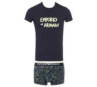 Emporio Armani Christmas Stretch Cotton Crew Neck T-Shirt + Trunk Les Troncs, Marine/St COSTELLAZ, L pour des Hommes