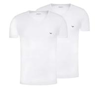 Emporio Armani Core Logoband 2-Pack Lot de 2 t-Shirts à col en V, Blanc/Blanc, M Homme