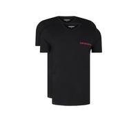 Emporio Armani Core Logoband V-Neck Lot de 2 t-Shirts, Noir/Noir, L Hommes