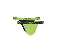 Emporio Armani Bold Monogram 2-Pack Thong Strings, Bleu, L Homme