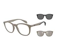 Emporio Armani EA4211 Monture de lunettes de vue avec deux clips solaires interchangeables pour homme, Mat Boue/Transparent, 53 mm