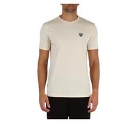 Emporio Armani Ea7, Homme, Tops, Beige, Taille: L T-shirt en viscose avec logo patch