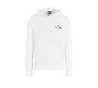 Emporio Armani Sweat à capuche pour homme EA7 Logo Series en coton léger blanc/noir XL