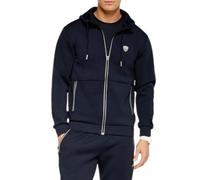 Emporio Armani EA7 - SweaT-shirt à capuche Premium Shield stretch en viscose mélangée - Homme - Sweatshirts et sweats à capuche - Bleu - Taille: XL