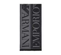 Emporio Armani - Écharpe Jacquard en Laine Noire avec Maxi Lettrage - Homme - Accessoires - Noir - Taille: ONE Size