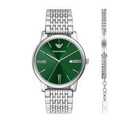 Emporio Armani Ensemble de Montre et Bracelet en Acier Inoxydable avec Trois Aiguilles