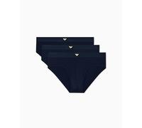 Emporio Armani Essential LOGOLABEL Lot de 3 Slips pour Homme, Bleu, Taille M, Bleu, M