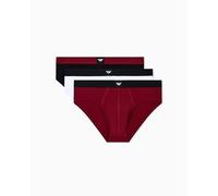 Emporio Armani Essential LOGOLABEL Lot de 3 Slips pour Homme, Noir, Taille L, Noir, L