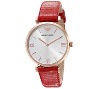 EMPORIO ARMANI FEMME 32MM BRACELET CUIR ROUGE QUARTZ ANALOGIQUE MONTRE AR1876