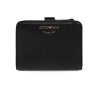 Emporio Armani, Femme, Accessoires, Noir, Taille: ONE Size Portefeuille bi-fold en cuir foulonné