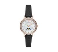 Emporio Armani Montre pour Femme, Mouvement à Phases de Lune, Boîtier 32mm en Acier Inoxydable Recyclé or Rose (Au Moins 50%) avec Bracelet en Cuir, AR11514